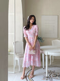 Teilrin Chiffon Shirred Long One Piece