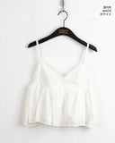Nipim Vintage Flower Punching Strap Adjustable Layered V-neck Blouse Sleeveless