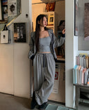 Wearing Stripe Two-Way Hooded Zip-Up