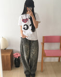 Ponte Leopard Back Pocket Wide Pants