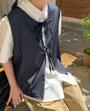 [BAONHAUS] Hanio Denim Ribbon Vest