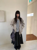 Fiden Wool Pleats Banding Dot Long Skirt