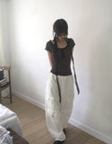 [Scarf set] Srin lace button short sleeve t-shirt
