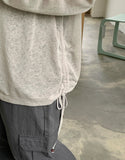 Nenti Linen Wood Beads Strap Shirring Hood Zip-up