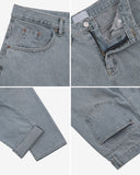 Grayish Blue Wide Denim Pants