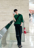 Summer Linen Ribbed Collar Knit