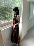 Horner Hippie Bohemian Striped Sleeveless Long One Piece