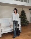 Growing cat washed bootcut denim