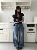 [Scrunchie set] Zans Dot Lace Puff Ribbon Blouse