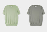 Muscle fit linen short sleeve knitwear