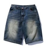 Whisker Washing Denim Half Pants