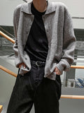Cash Like Collar Button Cardigan Knit