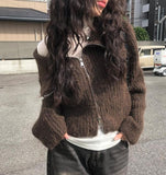 Comfy Knit Zip-Up Two-Way Cardigan