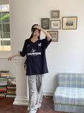 Leaguer Uniform Coloring Scheme Sporty V-neck Boxy Short Sleeve T-shirt
