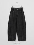 Hukel Curved Raw Denim Balloon Wide Pants
