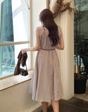 Tenza Stripe Sleeveless Shirt One Piece (Belt Set)