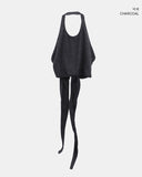 [Brushed Lining] Durin halter neck wrap layered sleeveless