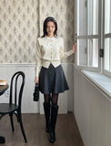 Kiren Layered Ribbon Blouse Knit Cardigan