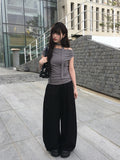 Paron Summer Cotton String Wide Pintuck Pants