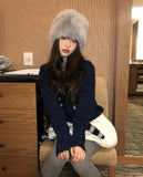 Eha Button Warmer Wool V-neck Knit