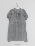Zimo Check Button Puff Short Sleeve One Piece
