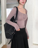 Ropi Pocket Cutting Sleeveless Cardigan Set