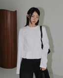 Nais Frill Layered Round Long Sleeve T-Shirt