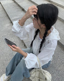 Show Light Blue Denim Wash Wide Pants