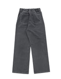 Half-bending semi-wide denim pants