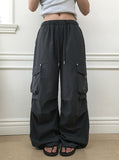 Ashe Nylon Pintuck String Banding Wide Pants