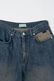 Morgan reverse pocket wide denim pants