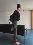 Flame embroidery carpenter pants