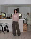 Daen Alpaca Wool Punching Frill Strap Knit