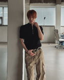 Arno Half-zip Ribbed Short-sleeve Knit