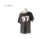 Tekin Lettering Off-Shoulder Overfit Short Sleeve T-Shirt