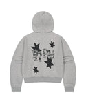 PRAY APPLIQUE CROP ZIP UP HOODIE