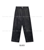 Comp raw pin tuck wide denim pants