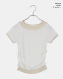 [Fake Layered] Ande Color Matching Shirring Layered Short Sleeve T-shirt