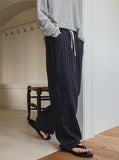 Summer Linen Stripe Banding Pants