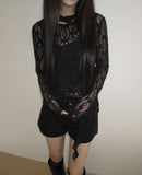 [Muffler Set] Diven Flower See-through Lace Blouse Set