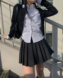 Huki Two Belt Set Pleated Mini Skirt