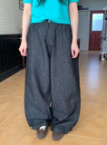 Maroon Side Button Wide Denim Pants