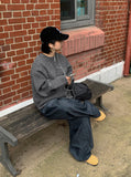 [BAONHAUS] Tontoni Banding Cut Denim Balloon Wide Pants