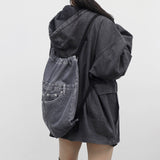 LINE denim string backpack