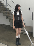 Seonu Dot See-through Layered Ribbon Sleeveless Blouse