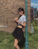 Media lettering cropped short-sleeved