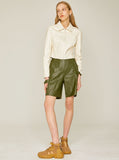 Fox Leather Cropped Line Shirt