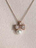 Denzel Cubic Ribbon Pearl Necklace