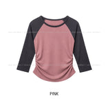 Tones Shirring Raglan Three Quarter T-shirt
