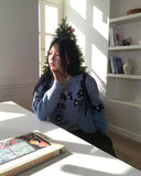 Phen Daisy Flower Collar Two Way Knit Zip-up